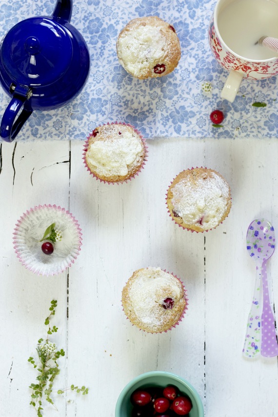 Muffins de arándanos rojos y queso crema